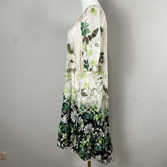 Anthropologie Vanessa Virginia Rainforest 100% Silk Dress Cream Floral Size XSP - Picture 4 of 16